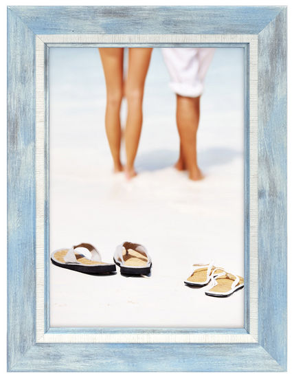 Malden Coastal Blue with White Distressed Border 4×6 Frame